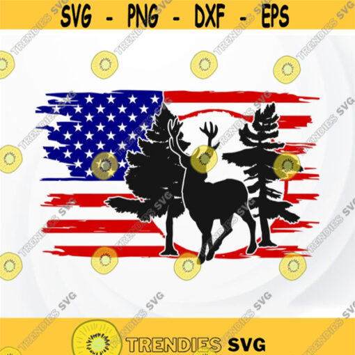 Hunting SVG Deer SVG Flag svg Camping svg American Flag svg for Shirt Distressed flag svg Cricut Silhouette Cut File Design 129.jpg