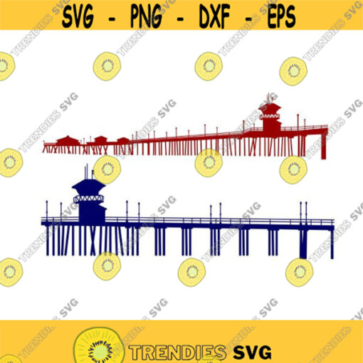 Huntington Beach Pier Cuttable Design SVG PNG DXF eps Designs Cameo File Silhouette Design 775