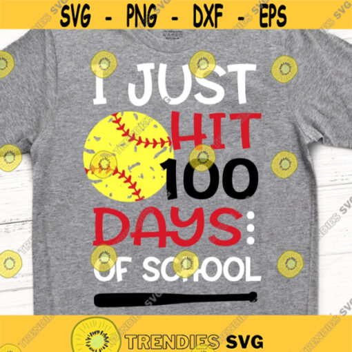 I Just Hit 100 Days of School Svg Funny Svg Boy 100 Days Shirt Svg 100th Day 100 Days Smarter Baseball Svg File for Cricut Png