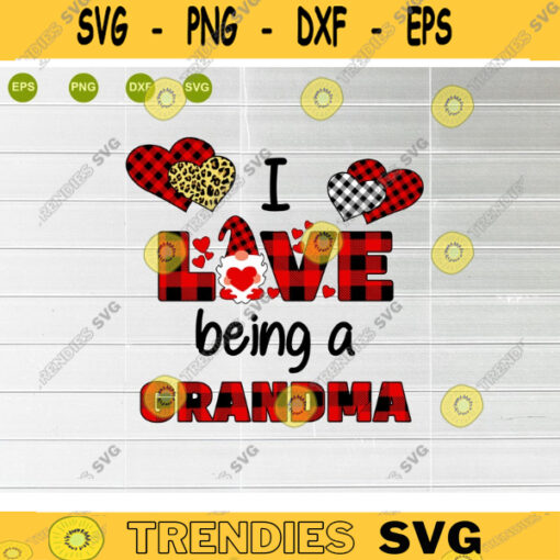 I Love Being A Grandma SVG Love Gnome Plaid Leopard SVG Digital Cut Files Svg Png Eps Dxf Cricut Design Mothers Day Gift