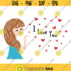 I Love You Girl Blowing Kisses SVG Love SVG Heart SVG Girl Svg Kisses Svg Heart Cut File Valentines Day Svg XoXo Svg Kiss Design 278 .jpg