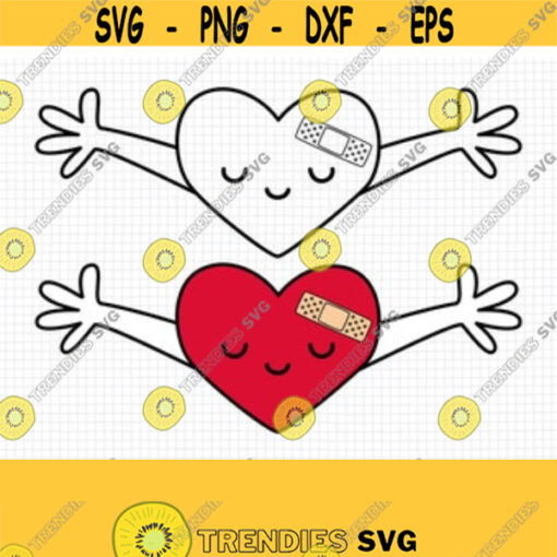 I Need a Hug SVG. Open Arms Broken Heart SVG. Air Hug Love Cut Files. Cartoon Heart with Bandaid Digital Scrapbook dxf eps png jpg pdf Design 20