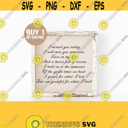 I missed you today Ill miss you tomorrow Svg In Loving Memory Svg Memorial Svg Angel Heaven Quote and Sayings Svg PngEpsDxfPdf Design 34