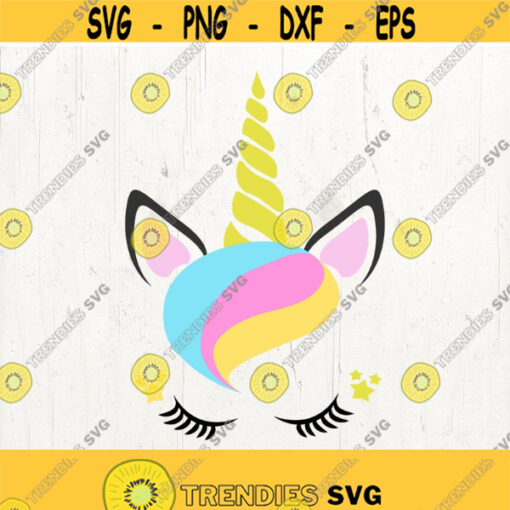 INSTANT DOWNLOAD SVG Unicorn head Svg Unicorn Clip Art Unicorn Face Svg Cute Unicorn Svg Rainbow Bangs Eyelashes Unicorn Cricut Design 225