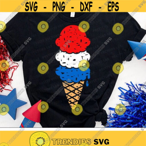 Ice Cream Cone Svg 4th of July Svg Grunge Ice Cream Cut Files Summer Svg USA Clipart America Svg Dxf Eps Png Girls Cricut Silhouette Design 2139 .jpg