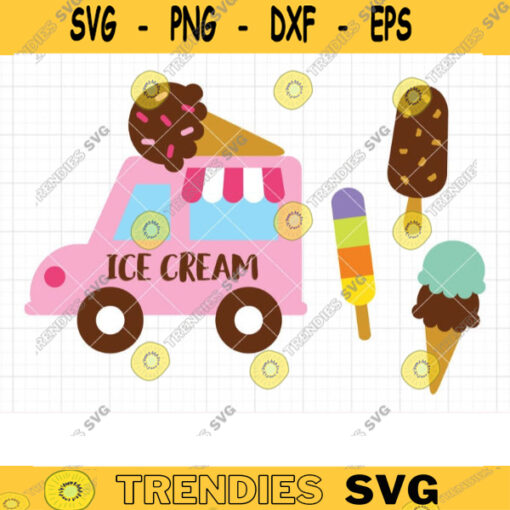 Ice Cream Truck SVG DXF Files for Cricut and Silhouette Summer Icecream svg dxf Cut File Clipart Commercial Use copy