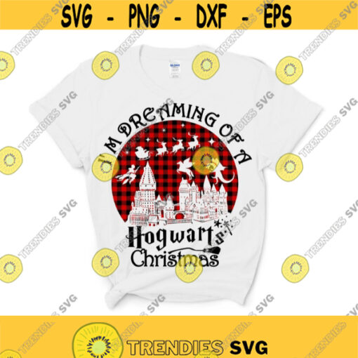 Im Dreaming of A Hogwarts Christmas Svg Hogwarts Red Buffalo Plaid Potterhead Svg Merry Christmas svg Instant Download Design 96