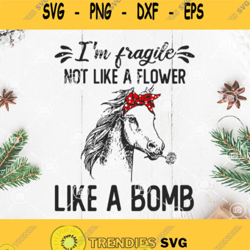 Im Fragilr Not Like A Flower Like A Bomb Horse Svg Horse Bandana Flower Svg Horse Farm Svg