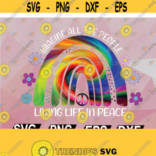 Imagine All The People Living Life In Peace svg png dxf eps cutting file for cricut digital Design 123