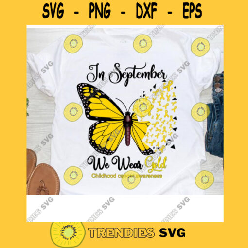 In September We Wear Gold Svg Rainbow Childhood Cancer Awareness Svg Childhood Cancer Warrior Svg Cricut Design Digital Cut Files