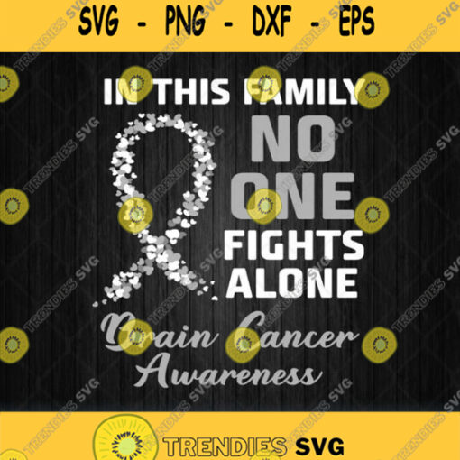 In This Family No One Fights Alone Brain Cancer Awareness Svg Png