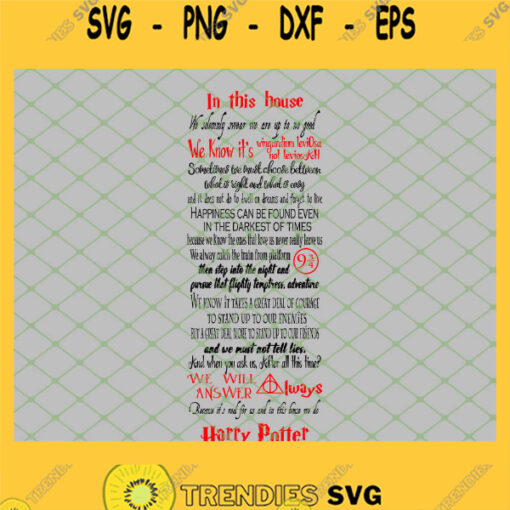 In This House Harry Potter 9 3 4 SVG PNG DXF EPS 1