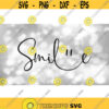 Inspirational Clipart Fine and Fancy Black Cursive Script Capitalized Word Smile w Happy Face Eyes Design Digital Download SVG PNG Design 234