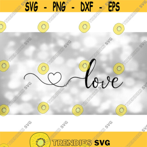 Inspirational Clipart Fine and Fancy Black Cursive Script Lowercase Word Love with Heart Swirl Leader Line Digital Download SVG PNG Design 1024