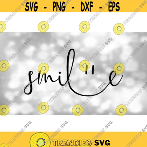 Inspirational Clipart Fine and Fancy Black Cursive Script Lowercase Word Smile with Happy Face Eyes Design Digital Download SVG PNG Design 1040