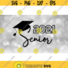 Inspirational and Motivational Clipart Black Script Word Senior with Graduation Mortarboard Cap and Bold 2021 Digital Download SVG PNG Design 1074