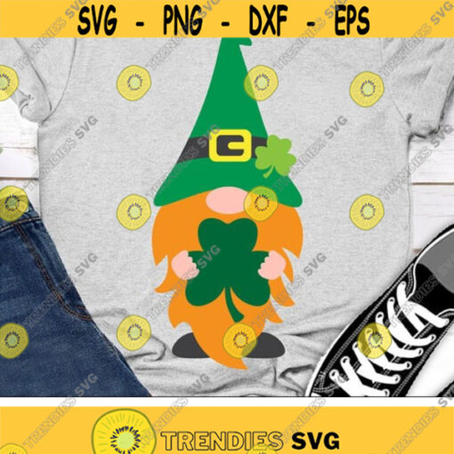Irish Gnome Svg St Patricks Day Svg Dxf Eps Gnome Holding Shamrock Svg Gnome with Clover Svg St Paddys Day Shirt Svg Design Cut Files Design 1401 .jpg