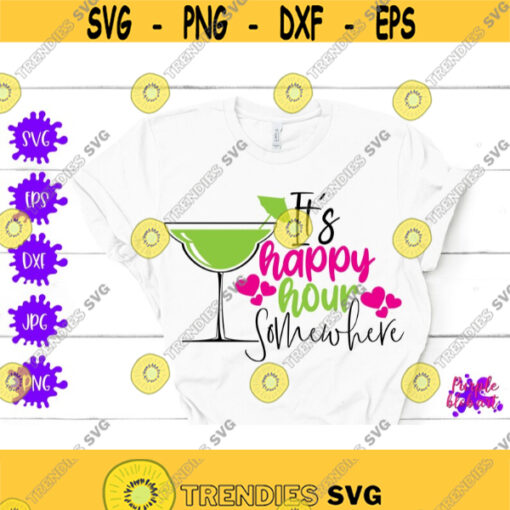 Its Happy Hour Somewhere Summertime Sunshine Sunset Sunrise Beach Party Cocktail Party Decor Its 5 O Clock Happy Hour Sign Party SVG Design Design 136