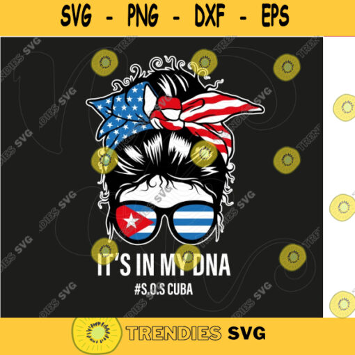 Its In My Dna svg for Cricut Messy bun American flag svg. 483