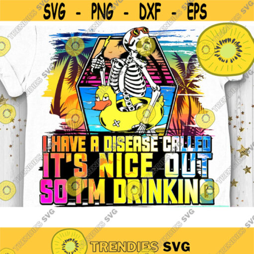Its Nice out so Im Drinking PNG Funny Skull Sublimation Summer Skull Summer Vibes Easily Distracted by Music and Beer PNG Design 1116 .jpg