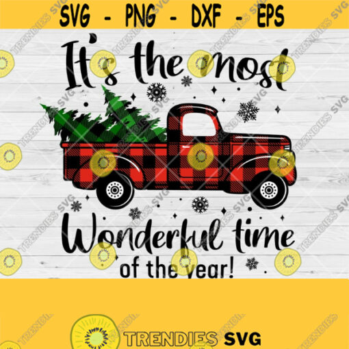 Its the most wonderful time of the year Buffalo Plaid Truck Svg Plaid Christmas Truck Svg Plaid Christmas Tree Svg Cutting Files