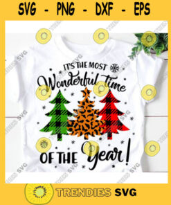Its the most wonderful time of the year svgMerry Christmas svgChristmas tree svgBuffalo plaid svgChristmas shirt svgLeopard print svg