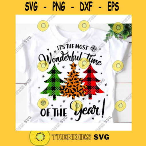 Its the most wonderful time of the year svgMerry Christmas svgChristmas tree svgBuffalo plaid svgChristmas shirt svgLeopard print svg