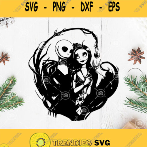 Jack Skellington And Sally Heart Svg The Nightmare Before Christmas Svg Couple Love Svg