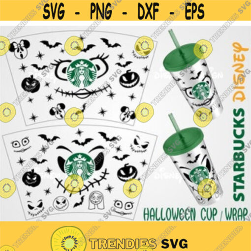 Jack and Sally Full Wrap for Venti Cold CupHalloween SvgNightmare SvgJack SvgSally SvgSeamless Full WrapStarbucks SvgEpsPng Design 108