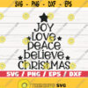 Joy Love Peace Believe Christmas SVG Christmas Tree Word SVG Cut File Cricut Commercial use Silhouette DXF file Winter svg Design 1060