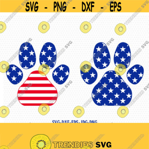 July 4th Paw Prints svg paw dog svg Fourth of July SVG 4th of July Svg Patriotic SVG America Svg Cricut Silhouette Cut File svg dxf Design 242