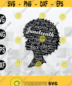 Juneteenth Words in Natural Hair Afro TRANSPARENT WORDS SVG Cricut or Silhouette cut files digital download Design 158