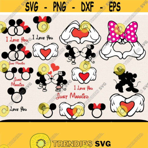 Just Married Svg Mickey And Minnie Svg Svg For Kricut Mickey Svg Minnie Svg Kiss Svg Valentines Day Svg Love Svg Gift For Her Design 310