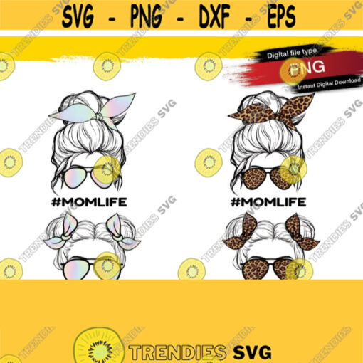 KIDLIFE Girl Bundle PNG With Glasses Sunglasses Kid Life Double Space Buns Mom Life Bows Ribbons Digital Sublimation Designs Design 124