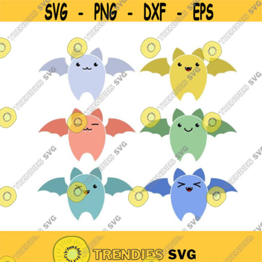 Kawai Bats Halloween Cuttable SVG PNG DXF eps Designs Cameo File Silhouette Design 1427