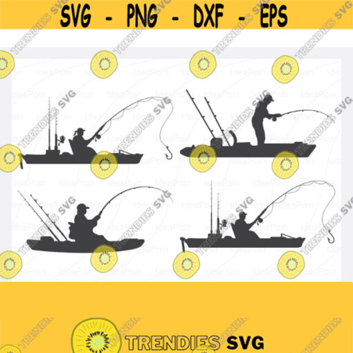 Kayak Fishing SVG Kayak Fisherman svg Kayak Fishing Silhouette Fishing Svg Kayak Fishing Stencil Kayak Fishing SVG File River Fishing