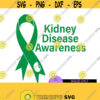 Kidney Disease Awareness. Green ribbon. Cancer awareness. Kidney Cancer Awareness Kidney Disease Printable Image Iron On Cut File SVG Design 642