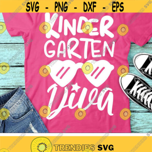 Kindergarten Diva Svg Back To School Svg Kindergarten Shirt Design Girls Svg Dxf Eps First Day of School Cut Files Silhouette Cricut Design 2720 .jpg