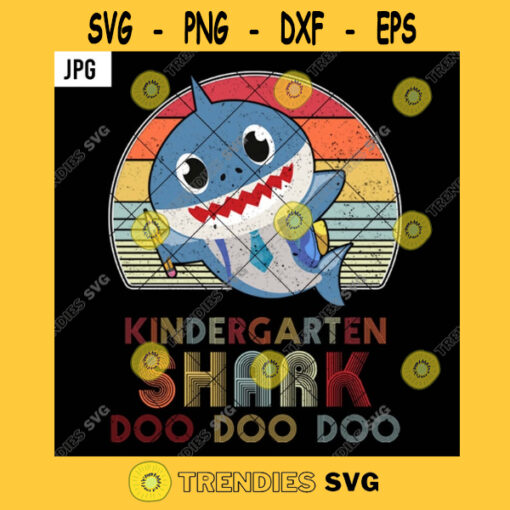 Kindergarten Shark Doo Doo PNG Shark Student Vintage Sunset Back To School Kids JPG