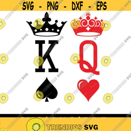 King and Queen SVG PNG PDF Cricut Silhouette Cricut svg Silhouette svg King of Spades Queen of Hearts Playing Cards svg Design 1964