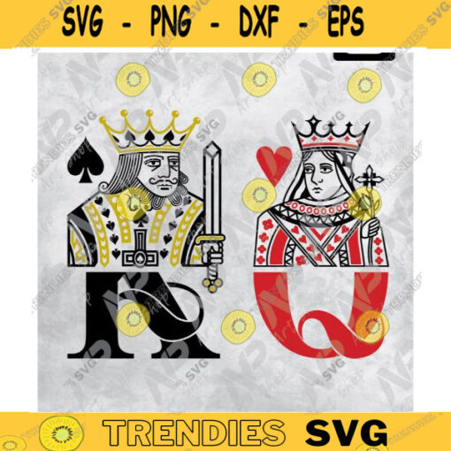 King and Queen SVG Playing Cards King of Spades Queen of Hearts SVG for Cricut Sublimation Design 113 copy