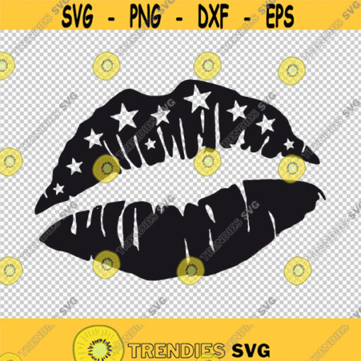 Kiss American Flag Lips Stripes And Stars SVG PNG EPS File For Cricut Silhouette Cut Files Vector Digital File