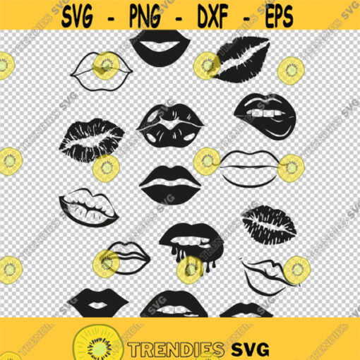 Kiss Lips Shape Outline Sexy Lips Smile Bundle Collection SVG PNG EPS File For Cricut Silhouette Cut Files Vector Digital File