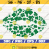 Kiss with clover SVG St. Paddys Day SVG Kiss Lips SVG Cricut Silhouette Iron on Shamrock Svg Vector Design 688
