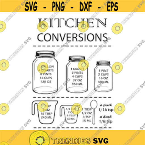 Kitchen Conversions Chart SVG PNG PDF Cricut Silhouette Cricut svg Silhouette svg recipe cheat sheet svg conversion chart printable Design 1991