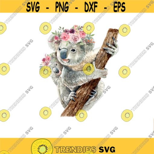 Koala Little animals watercolor clipart Baby Koala watercolor Koala with flowers Sublimation Designs Download clipart PNG JPG