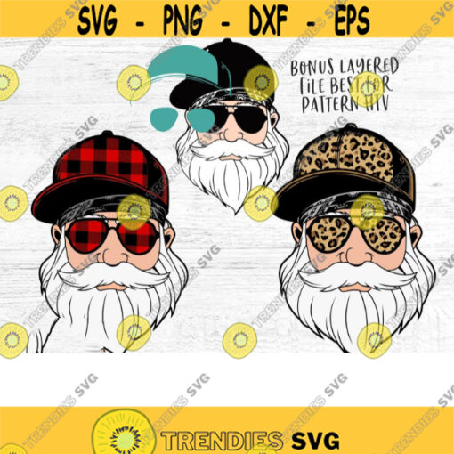 LAYERED Santa Wearing Glasses svg Plaid Leopard Print santa funny christmas svg designs svg files for cricutxmas 2020 HTV sublimation