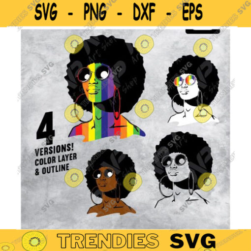 LGBT Afro Girl Svg pride svg gay svg lesbian svg lgbt svg love is love svg Color Layer Outline Cut printableSublimation Design 80 copy