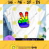 LGBTQ peace sign. Peace sign svg. Pride svg. rainbow hand. Love is love. lgbtq svg. Pride hand. pride flag. Design 523