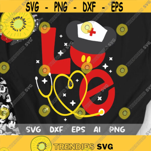 LOVE Mickey Nurse Svg Love Letters Disney Disney Nurse Svg Cut file Svg Dxf Png Design 270 .jpg
